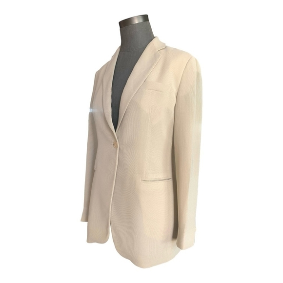 Women Blazer EMPORIO ARMANI Beige Single Button Front Long Sleeve Blazer Jacket - Picture 3 of 8